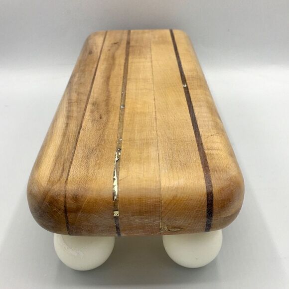 Repurposed Wood Cutting Board Riser Vintage Ball Knob Feet - Picture 9 of 16